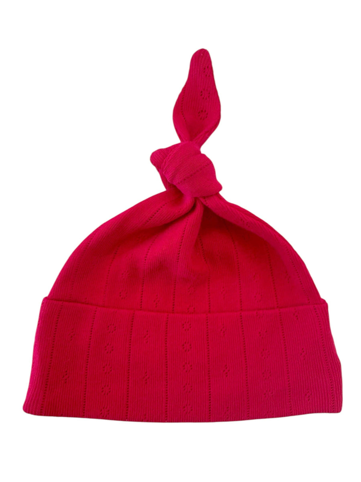 Red Organic Pointelle Beanie