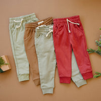 Cotton French Terry Joggers - Red