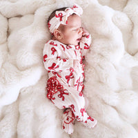 Coquette Christmas Bamboo Waffle Zipper Ruffle Footie