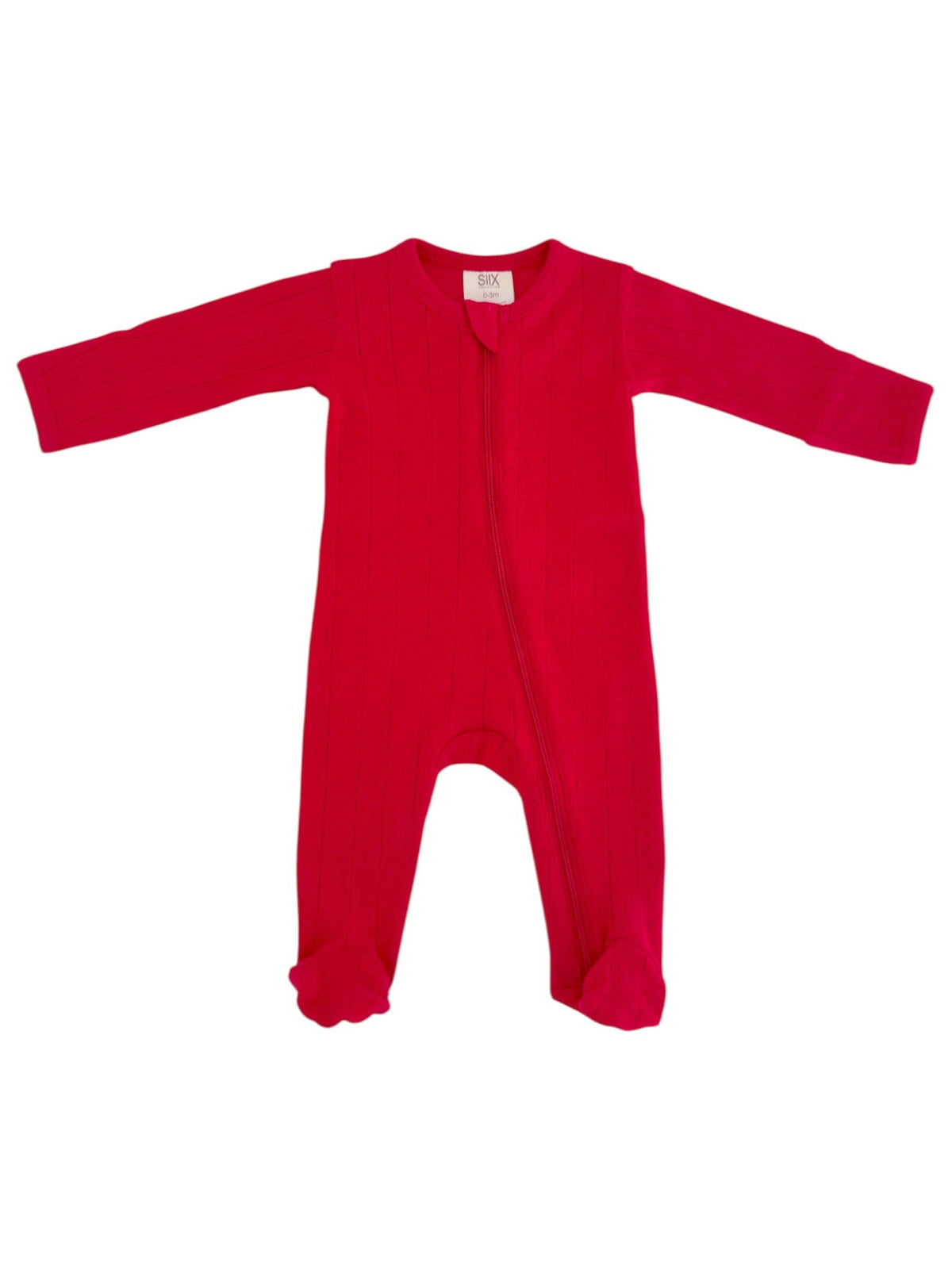 Red Organic Pointelle 2-Way Zip Footie