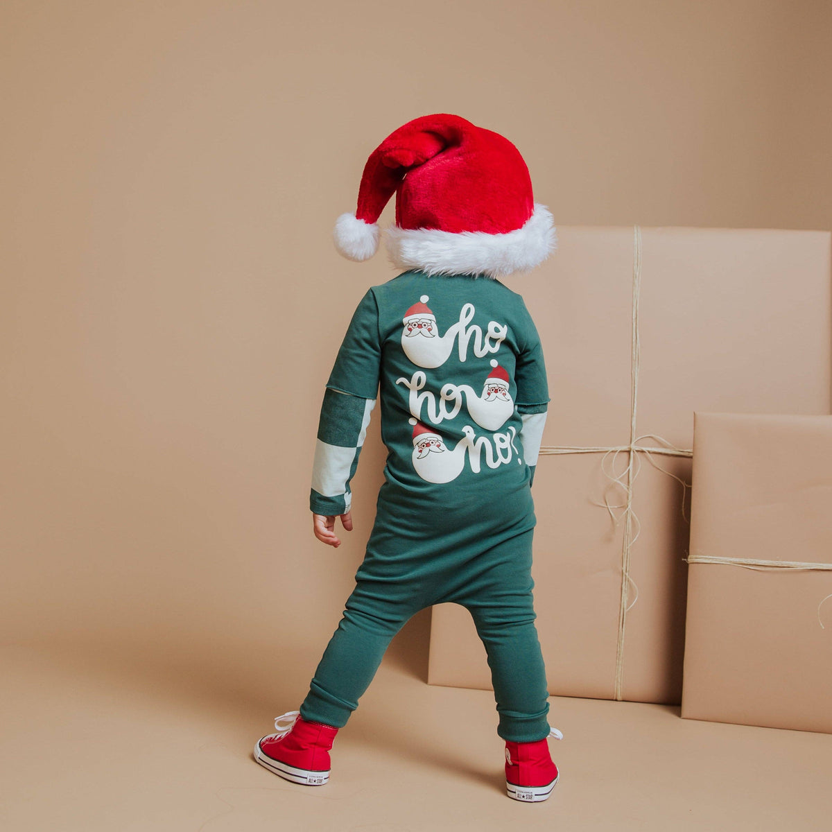 Layered Rag Romper - Ho Ho Ho Green Check