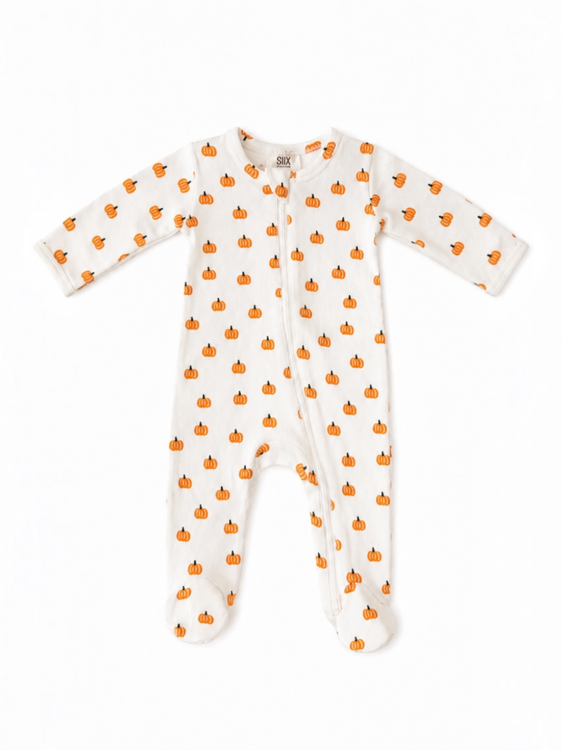 Pumpkin Organic Pointelle 2-Way Zip Footie