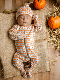 Pumpkin Stripe Organic Zip Footie