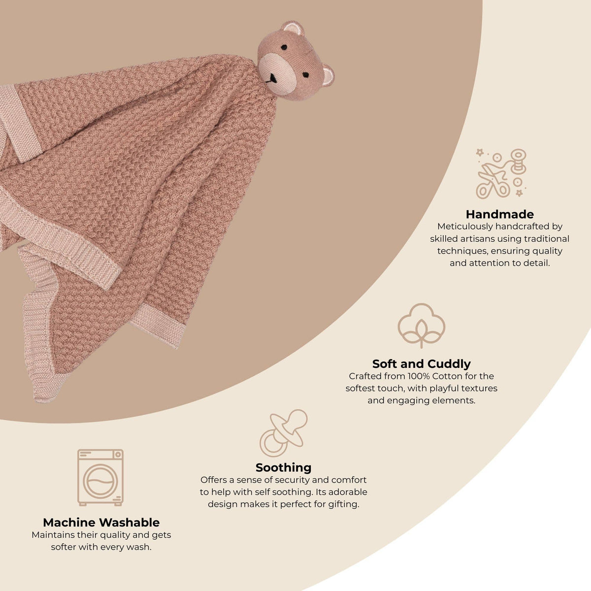 Violet Knitted Teddy Bear Lovie Blanket