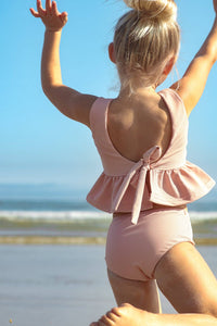 Flutter Tankini Set (soft pink ribbed)