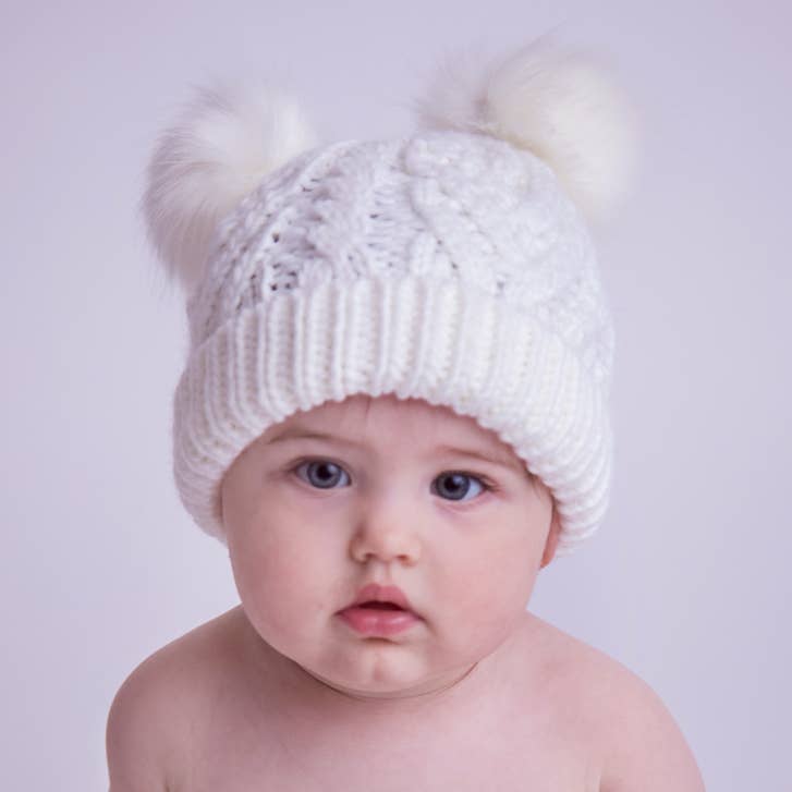 Winter White Fluffer Beanie Hat