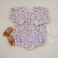 Purple Floral Skulls Bamboo Bubble Romper