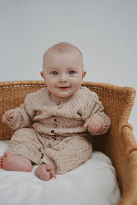 Textured Knit Romper | Ecru Diamond