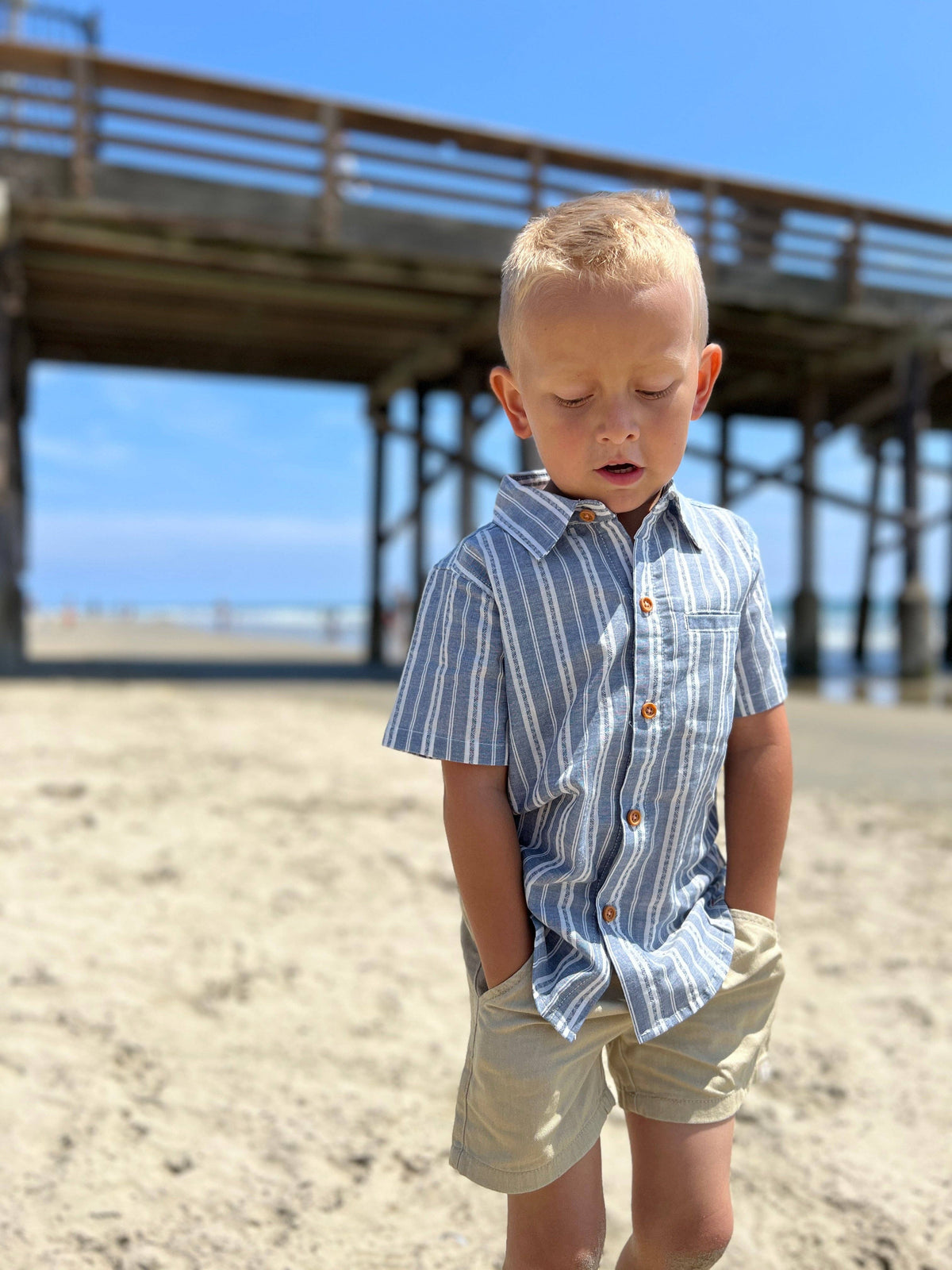 Newport Blue/White Striped Woven Shirt