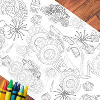 Monster Truck Coloring Tablecloth