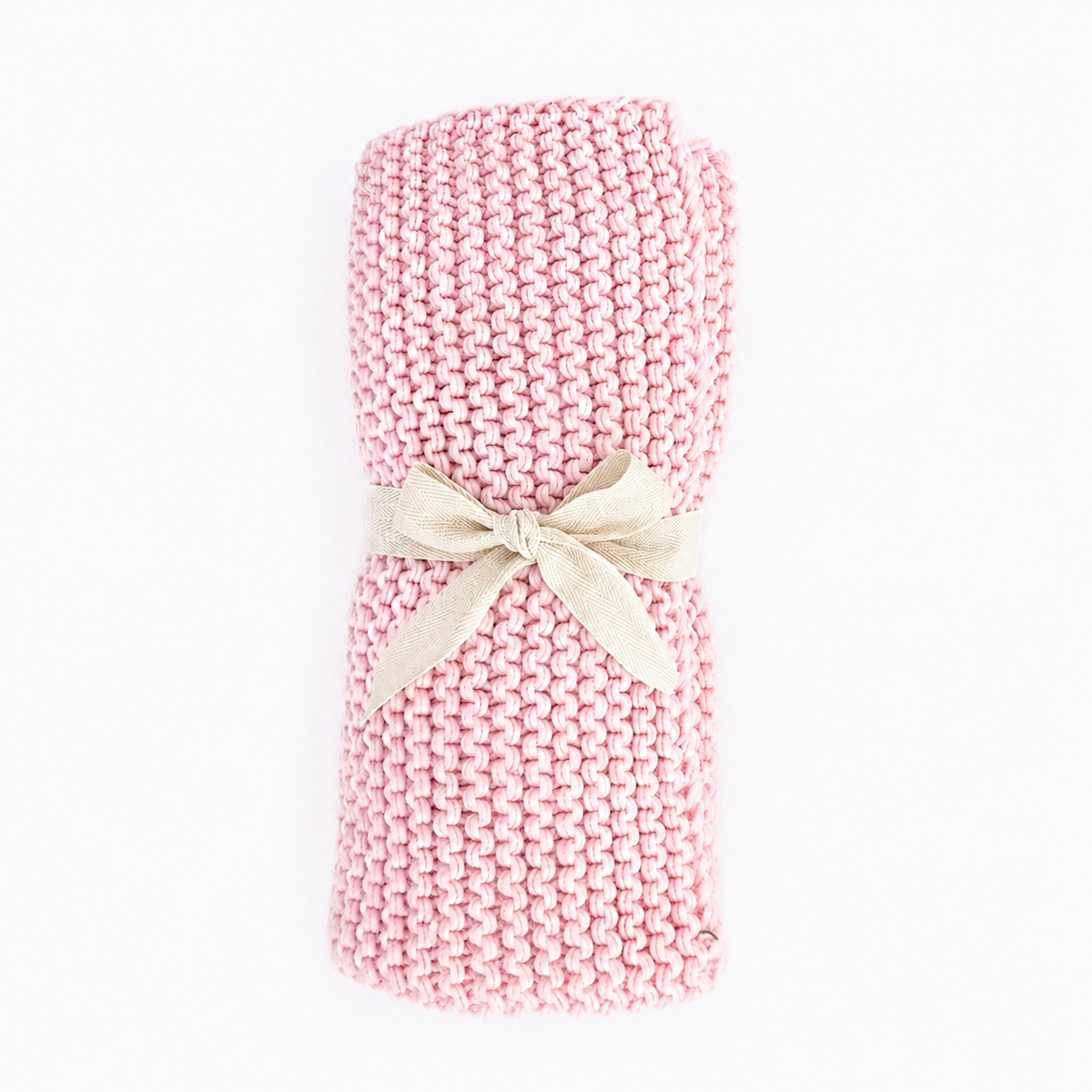 Blush Garter Stitch Knit Blanket Baby