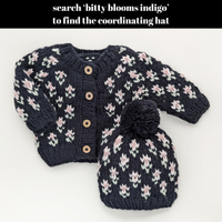 Bitty Blooms Indigo Cardigan Sweater