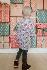 Boys Button Down in Vintage Santa