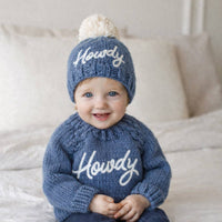 Howdy Beanie Hat Slate Blue