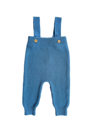 High-Waisted Knit Suspenders Denim Blue