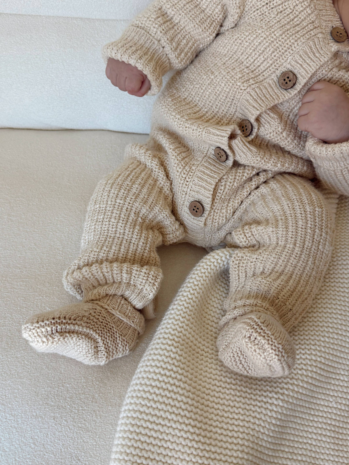 Classic Chunky Knit Jumpsuit French Cream