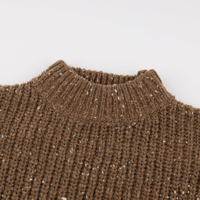Speckle Knit Grandpa Knitted Pullover