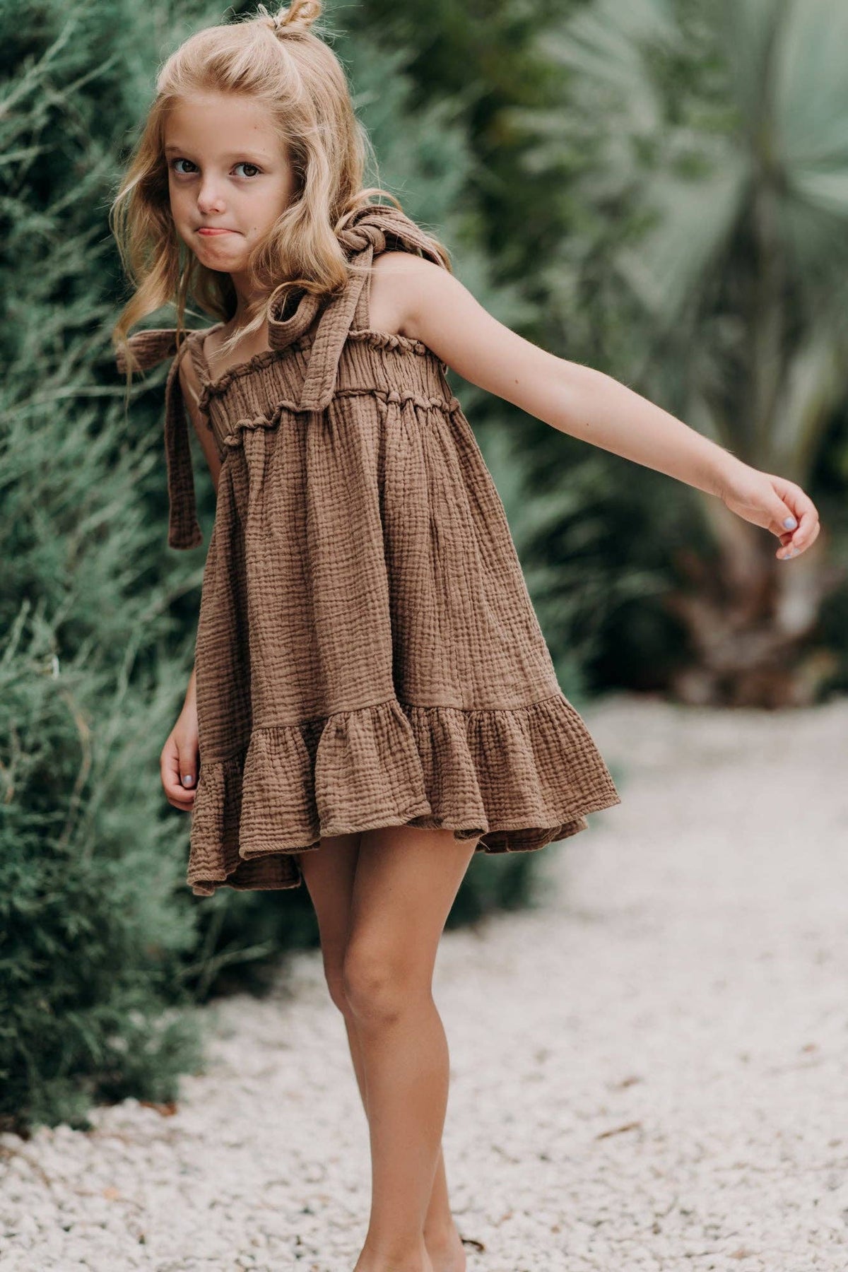 Evie Tunic Dress (mocha muslin) Little K & Co Evie Tunic Dress (mocha muslin) Little K & Co