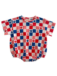 Red, White, Blue & Pink Checkerboard Organic T-Shirt Bubble