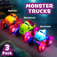 Tub Works® Monster Trucks™ Light Up Bath Toys, 3 Pack, Shark, Sea Turtle & Pufferfish