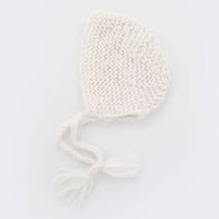 Newborn Baby White Angora Knit Bonnet