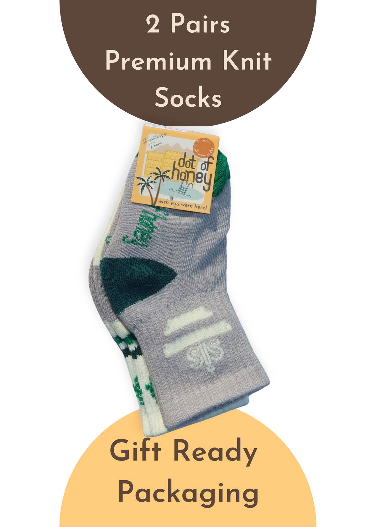 Baby/Toddler Half-Crew Socks 2-Pack, Sis & Palms