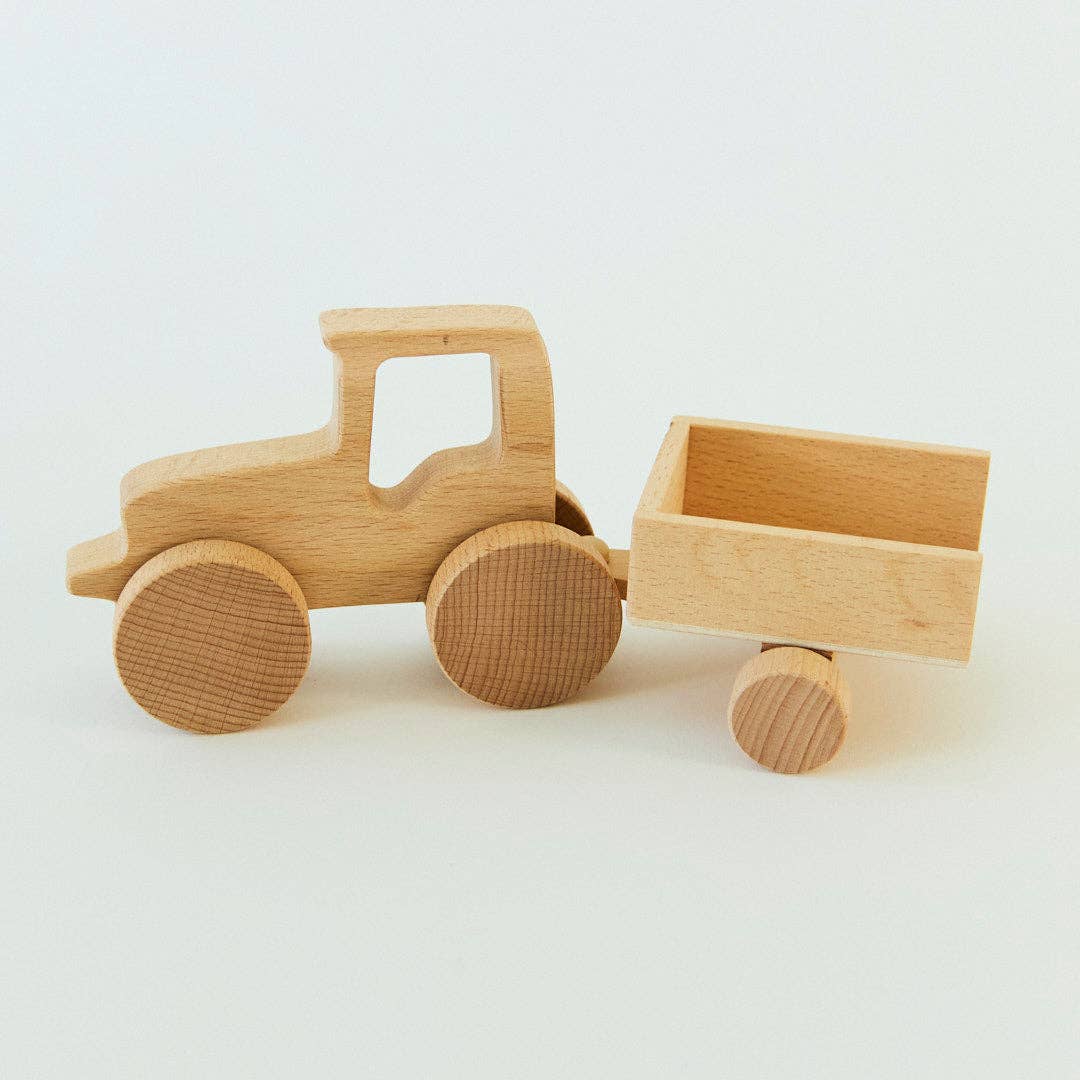 Wooden Tractor with Wagon
