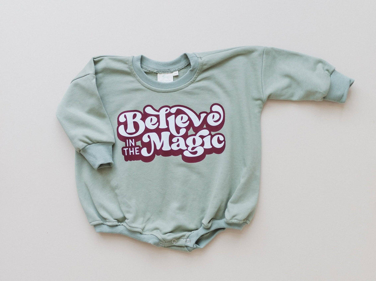 Believe in the Magic Christmas Sweatshirt Romper Baby Bubble