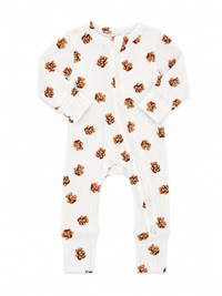 Teddy Bear Organic Pointelle 2-Way Zip Romper