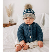 Slate Blue Garter Stitch Cardigan Sweater