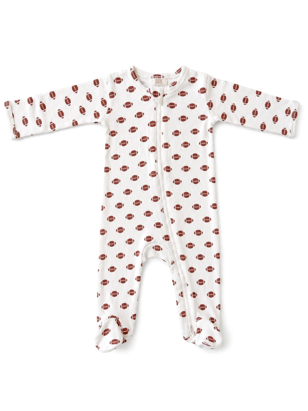 Football Organic Pointelle 2-Way Zip Footie
