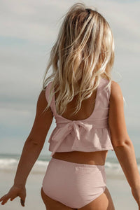 Flutter Tankini Set (soft pink ribbed)