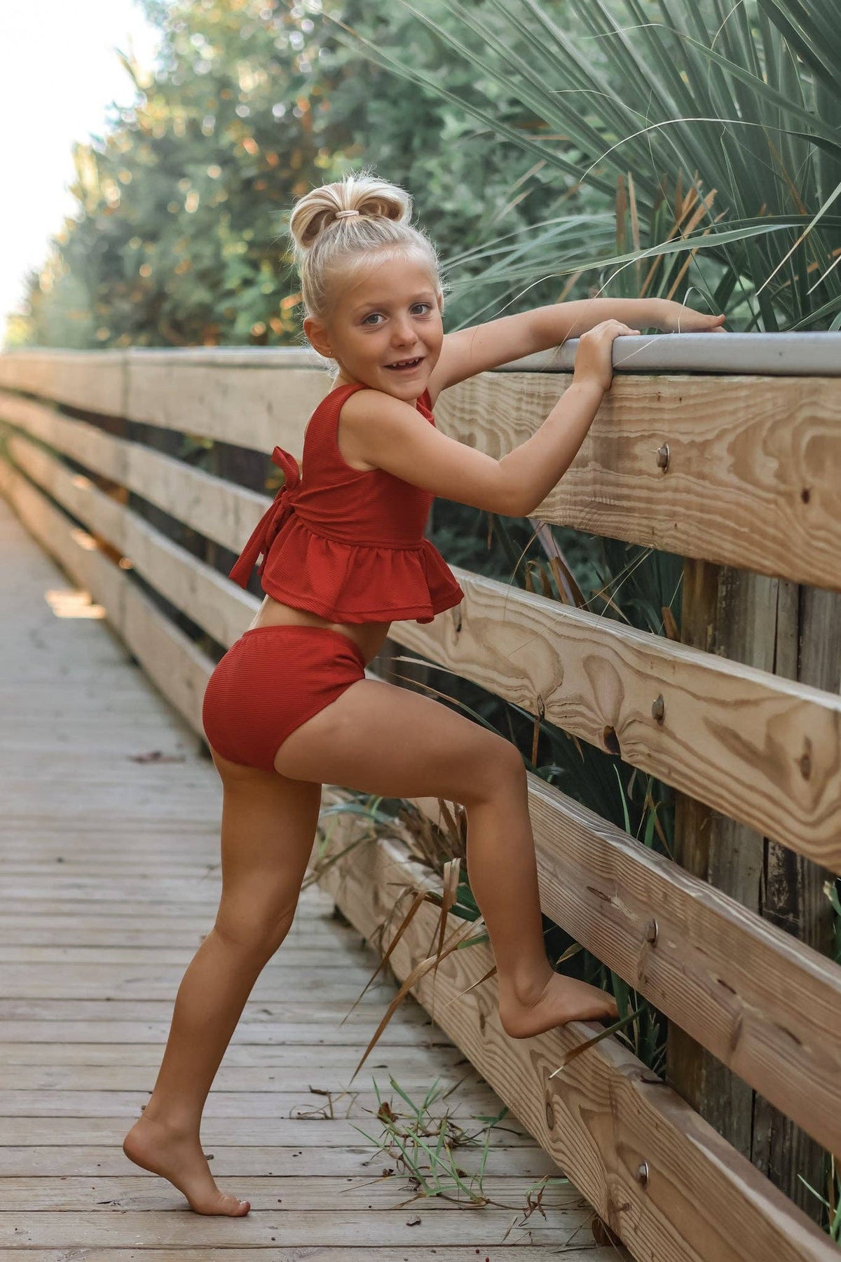 Flutter Tankini Set (brick ribbed)