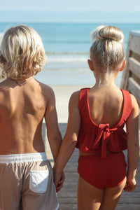 Flutter Tankini Set (brick ribbed)