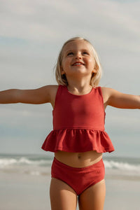 Flutter Tankini Set (brick ribbed)