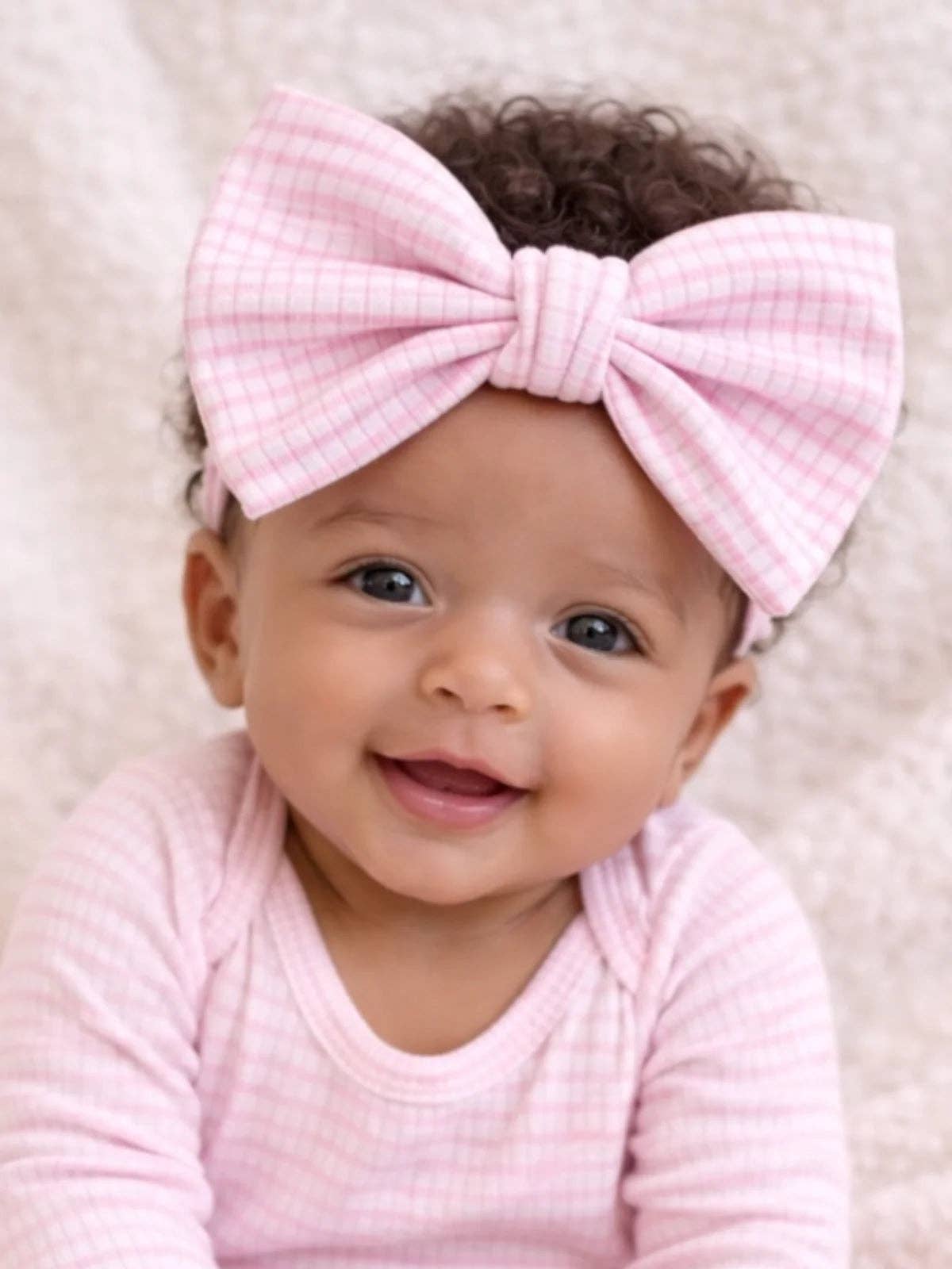 Pink Stripe / Ribbed Bow