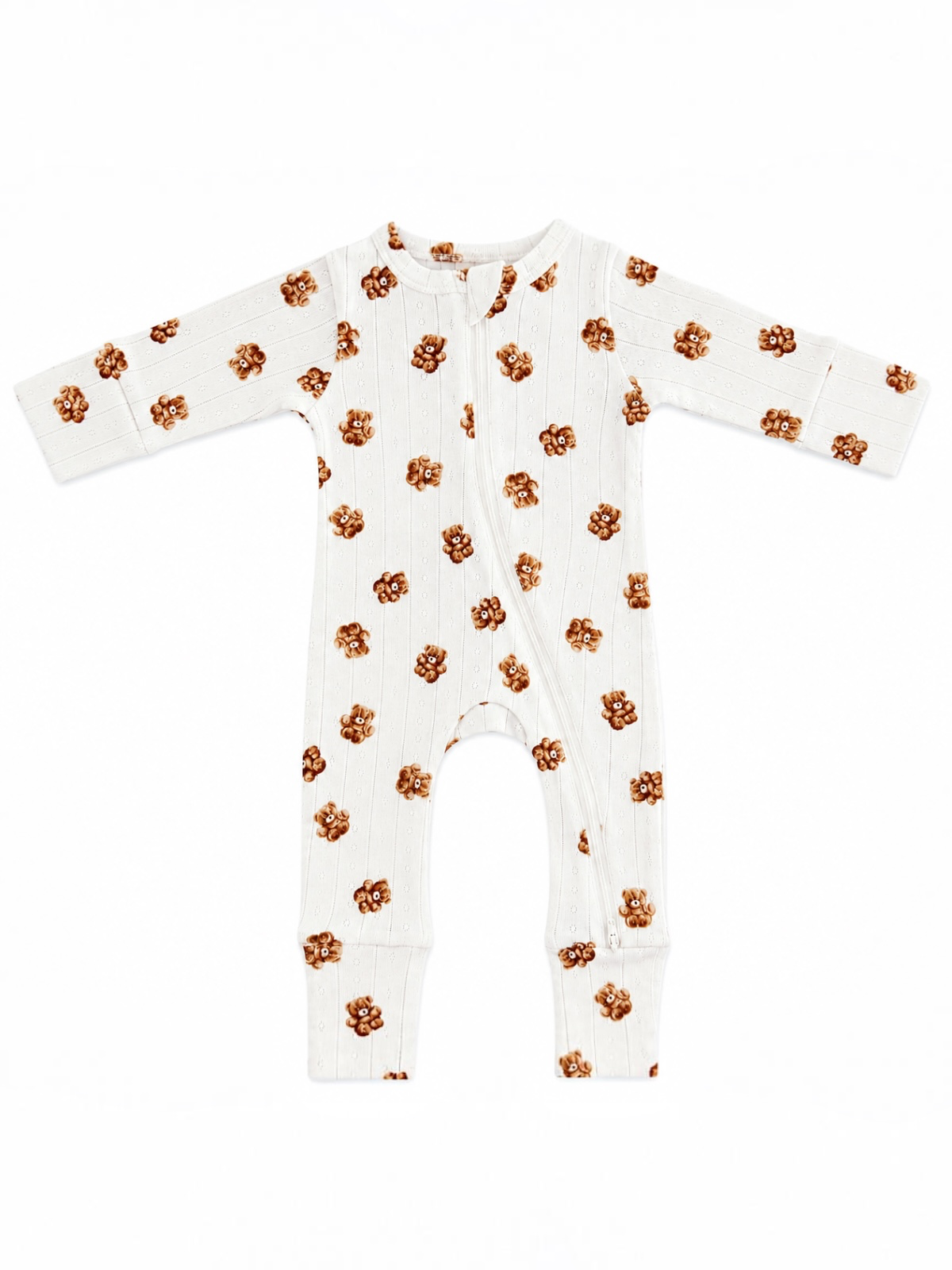 Teddy Bear Organic Pointelle 2-Way Zip Romper