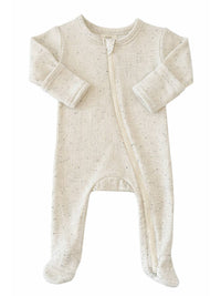 Cream Speckle Ribbed 2-Way Zip Footie