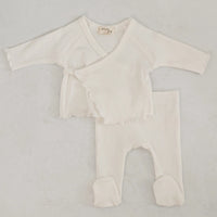 Kimono Ribbed Set Ivory White