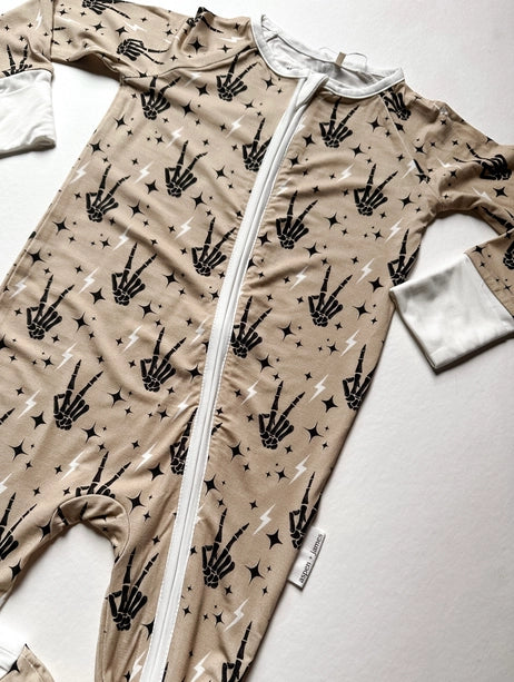 Peace Skeleton Bamboo Zip Romper