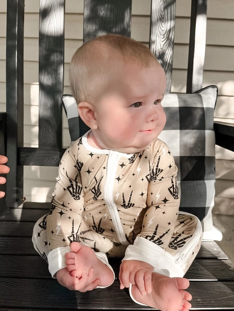 Peace Skeleton Bamboo Zip Romper