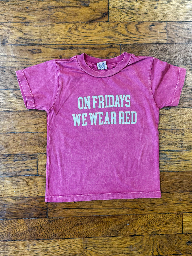 On Fridays We Wear Red Toddler Washed Graphic Top