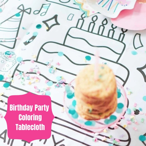 Birthday Party Coloring Tablecloth Kids Activity