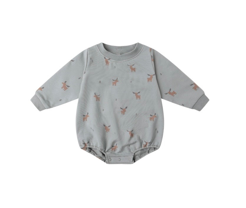 Crewneck Bubble Romper Moose