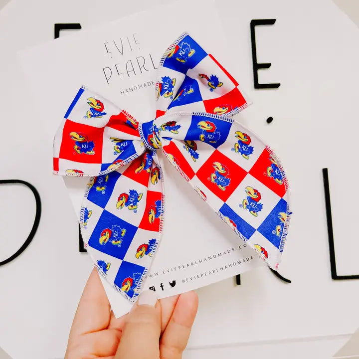 Ku Jayhawk Checkered Bow