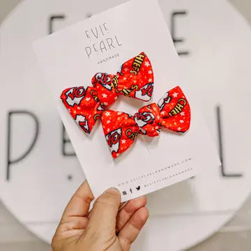 Chiefs Stars Red Knot Bow Pigtail Set