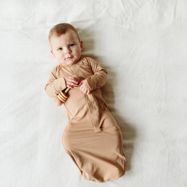 24 Hour Convertible Sleeper Baby Gown - Sandstone