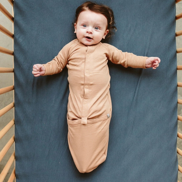 24 Hour Convertible Sleeper Baby Gown - Sandstone