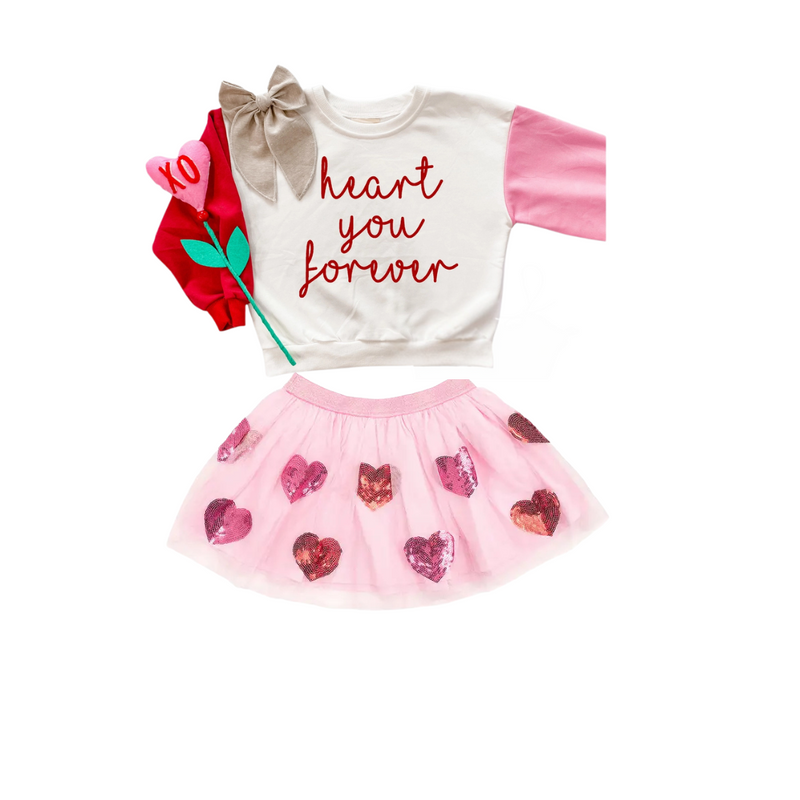 Kids Valentines Day Color Block Sweatshirt