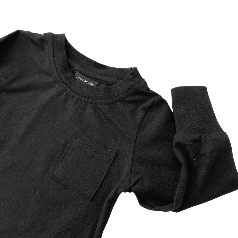 Long Sleeve Pocket Tee - Black